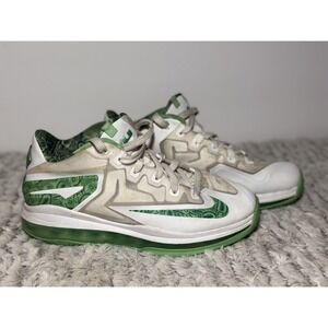 Nike Air Max LeBron XI Low (GS) Youth 7.5 White Green 644534-100